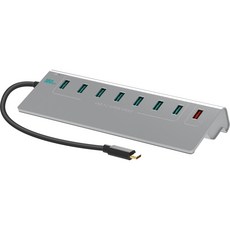 NEXT USB3.2 Type-C GEN2 10G 7口供電USB集線器+快充1口套裝 NEXT-3372TC-10G, 銀色