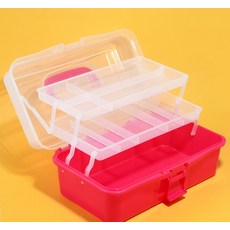 多功能畫具箱 12 1쿨 半透明 玫瑰紅