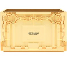 KEEP 可折疊雙門收納箱 63L+木質頂板, 1套, 檸檬（折疊盒）