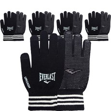 EVERLAST 全新 Smart Touch 針織手套雙手 5 套, 黑色的