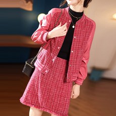아뗄릭 캐주얼 트위드 자켓 + 슬림 미니 스커트 세트 01398
