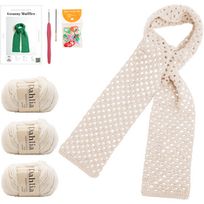 Yarna 大麗花祖母方格圍巾DIY套組, 1套, 101 象牙白