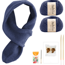 yarna 달리아 너음 목도리 DIY 키트 세트, 1세트, 112 블루진