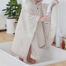 moms nature 嬰兒竹纖維連帽斗篷浴袍 S號, 米色, 1入