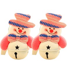 雪人鈴鐺造型聖誕樹掛飾 2入, 混合顏色