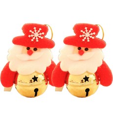 聖誕老人鈴鐺造型聖誕樹掛飾 2入, 混合顏色