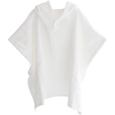 moms nature 嬰兒竹纖維連帽斗篷浴袍 L號, 1入, 白色