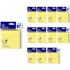 Double A 橫線便利貼 76 x 76 mm, 12個, 黃色