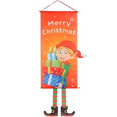 可愛長腿聖誕精靈窗簾兼掛旗, 混合色, 1個