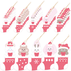 DONNA&DECO 彩虹花園聖誕標籤 5 種 x 20p + 棉繩 100p 組, 1套, 混合顏色