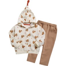 GREEN BEBE 孩童款松鼠圖案連帽外套長袖組