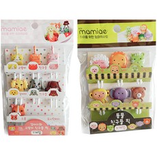 Mamiae 午餐盒動物造型叉 6入+貓狗造型叉 7入 MP218, 1套