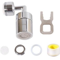 AQUADUO 360度可旋轉孩童坐浴盆水龍頭組+濾芯補充包 9入+扳手, 1套, 銀色