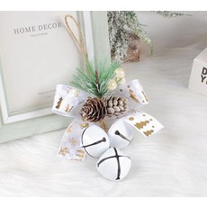 聖誕樹緞帶串鈴鐺裝飾 B套組, 白色, 1個