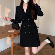메이첼 더블 카라 버튼 트렌치 미니 원피스 01627 빅사이즈 포함