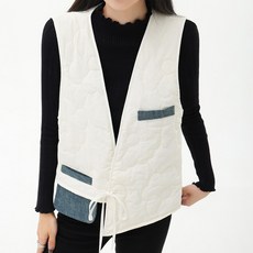 MEICHEL 牛仔拼接不對稱絎縫背心 01629