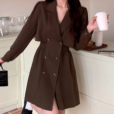 메이첼 더블 카라 버튼 트렌치 미니 원피스 01627 빅사이즈 포함