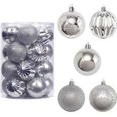 各種形狀的聖誕快樂樹裝飾套組銀飾, 銀