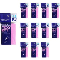 Double A 便利貼 76 x 51 mm, 12個, 霓虹洋紅