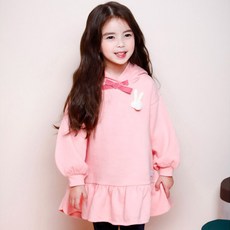 JELISPOON 女童印花內刷毛連帽連身裙