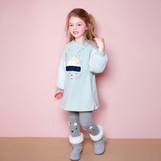 JELISPOON 女童款毛帽兔刷毛長版長袖T恤