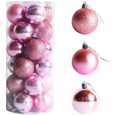 聖誕樹裝飾球樹裝飾24p套組, 粉色的