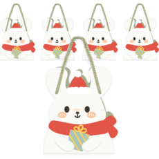 Donna&deco Forang 聖誕糖果禮物包裝迷你手提盒 兔子禮物 5入 + 繩子 5入組, 1套, 混合顏色