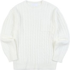 파이브엑스라지 남성용 오버핏 포켓 꽈베기 라운드 긴팔 니트