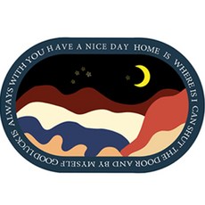 WIDHOME 旅行風景圖地墊, 海軍藍, 1個