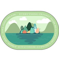 WIDHOME 旅行風景圖地墊, 綠色, 1個