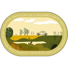 WIDHOME 旅行風景圖地墊, 橄欖綠, 1個