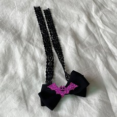 bydamsoomi 狗狗派對萬聖節蝴蝶結領帶, 黑色, 1個
