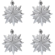 星星造型聖誕樹裝飾 4入, 銀