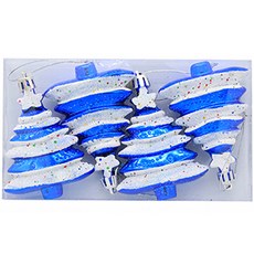 雙色迷你聖誕樹造型掛飾 4入, 藍色