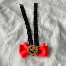 BYDAMSOOMI 小狗派對萬聖節絲帶領帶, 橙色