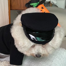 BYDAMSOOMI 小狗復古校服帽子, 黑色的