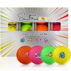 Saintnine 4色高爾夫球, 粉紅色+橘色+綠色+黃色, 12顆, 1組