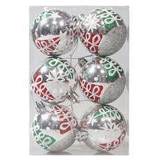 閃亮聖誕珍珠樹裝飾球 6入, 銀色, 6個