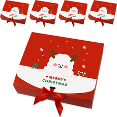 도나와친구들 크리스마스 직사각 선물 포장 상자 5p + 리본 5p 세트 대 30.5 x 25 cm, 산타 도나, 1세트
