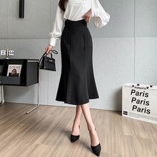 비비에모 하이웨스트 절개 머메이드 미디 스커트 02061