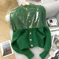 PAPERMENTS 女款心形鈕扣圓領長袖針織開襟衫 02819