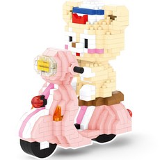 BOYU Nanoblock粉色滑板熊, 混合顏色