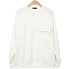 언탭트 남여공용 포켓 골지니트 오버핏 맨투맨 티셔츠