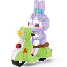LBOYU 奈米積木 7552by, 淺綠色滑板車兔子
