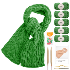yarna 지니어스 꽈배기 머플러 DIY키트 세트, 1세트, 710 포레스트그린