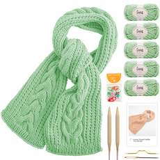 yarna 지니어스 꽈배기 머플러 DIY키트 세트, 1세트, 703 소프트그린