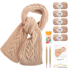 yarna 지니어스 꽈배기 머플러 DIY키트 세트, 1세트, 706 베이지
