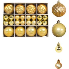 ANGELS 聖誕樹牆面裝飾道具 大球2種 x 4p + 小球2種 x 16p 燈飾組, 金色, 1個