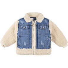 amareillael 兒童牛仔拼接羊羔毛外套