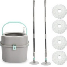 Osyeonwellribing 多合一滾筒旋轉拖把 主商品 + 拖把桿 2個 + 拖把布 4個, 1套